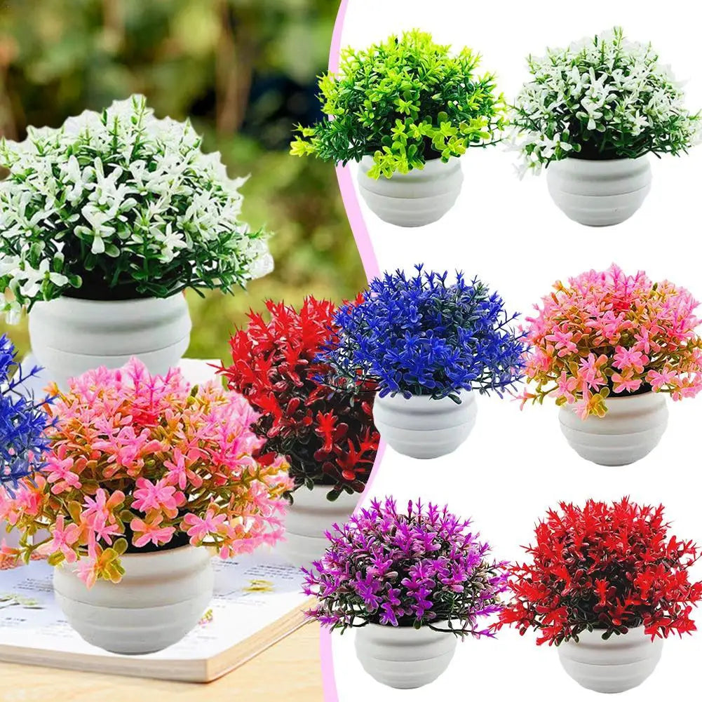 Mini Artificial Plants with Pot for Home Office and Bathroom Décor