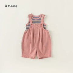 Baby Girl Clothes Suit 2024 Children Summer Clothing New Girls Striped T-shirt Suspenders Boys Two-piece Children Suit