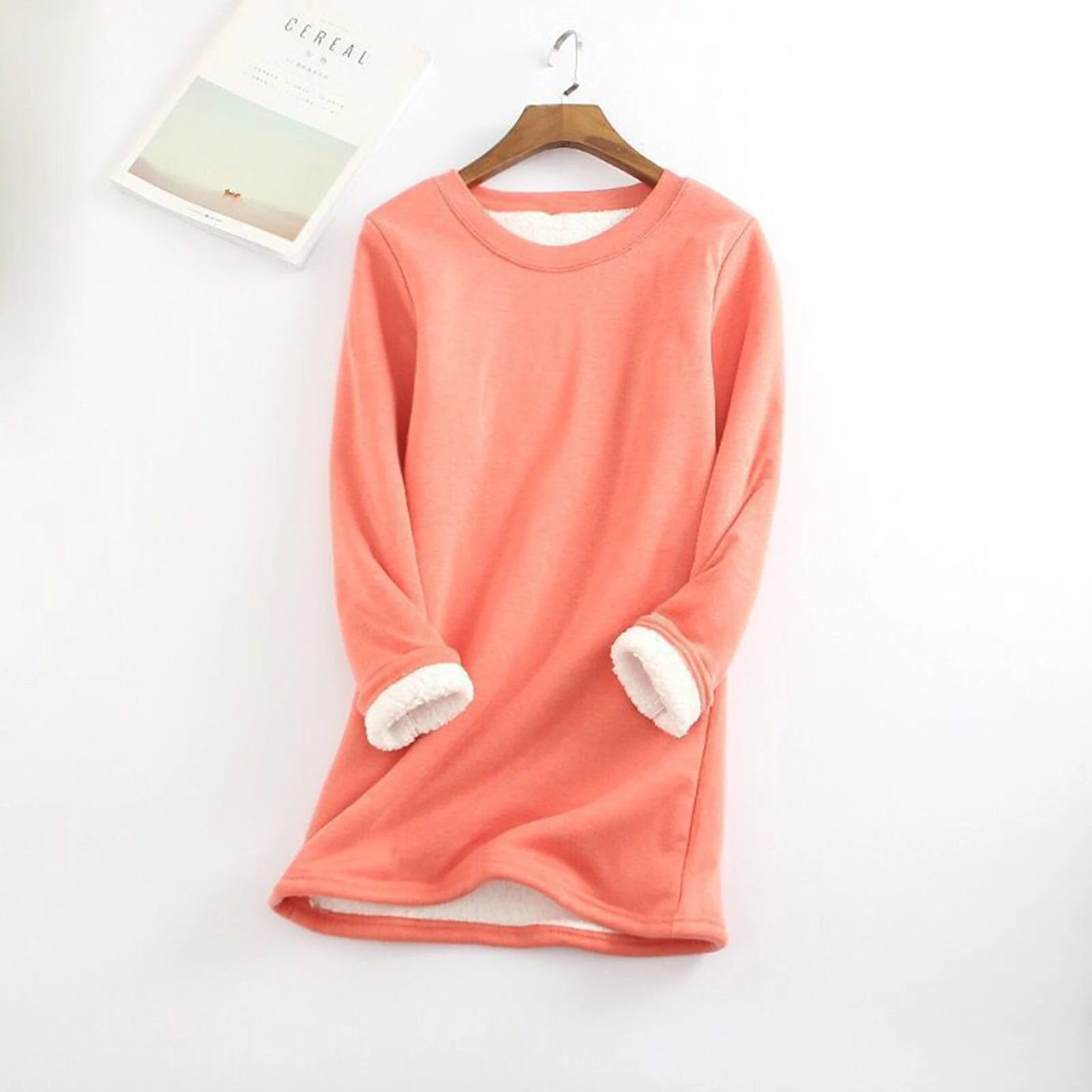 Women's Warm Fleece Top Lady Autumn Warm Sweater Suitable for Going Shopping Wear