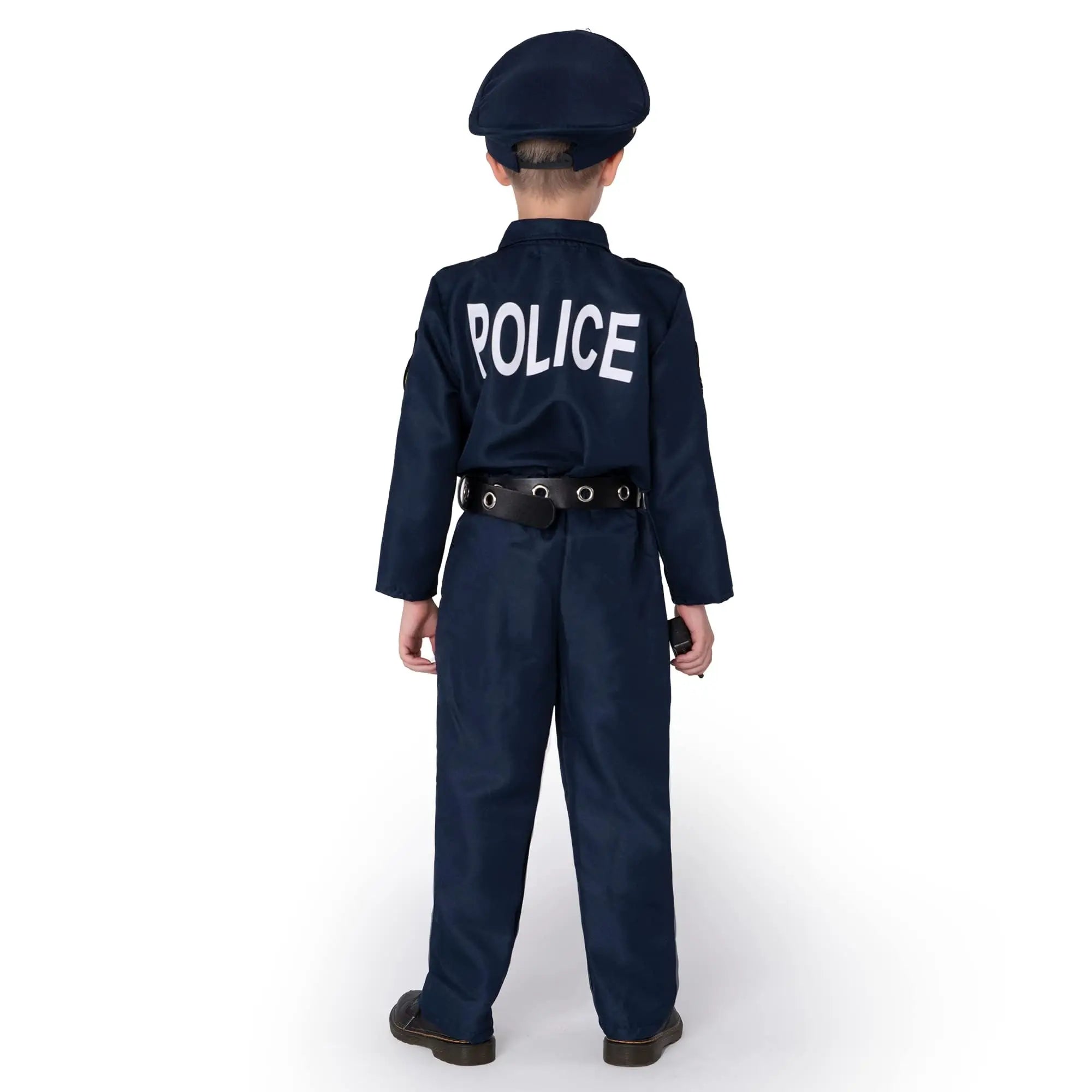 Boys Premium Quality Police Officer Costume Cop Uniform Play Set For Halloween Party Career Day Dress-up