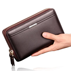 Leather Clutch Bag for Man Long Wallet Fashion Luxury Purse Square Bolsas Card Phone Pouch Hand Porter Bag