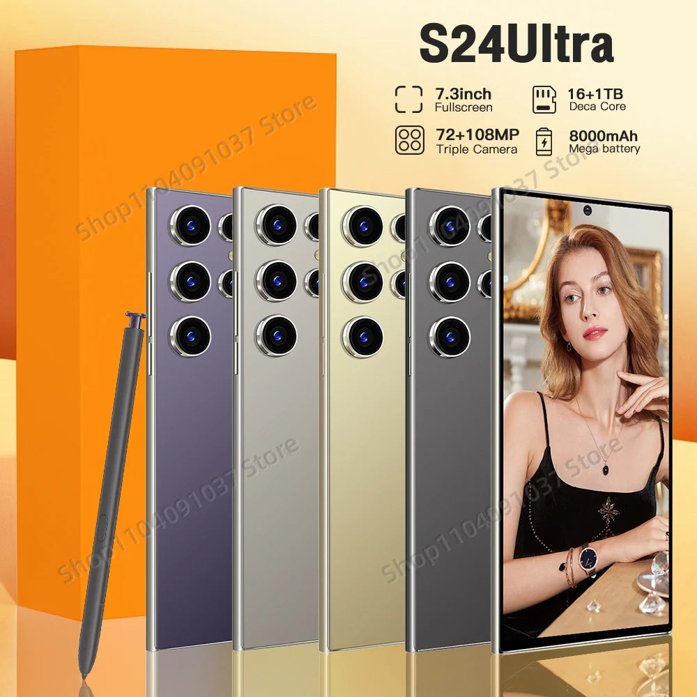 S24 Ultra Mobile Phones 7.3 HD Screen Smartphone