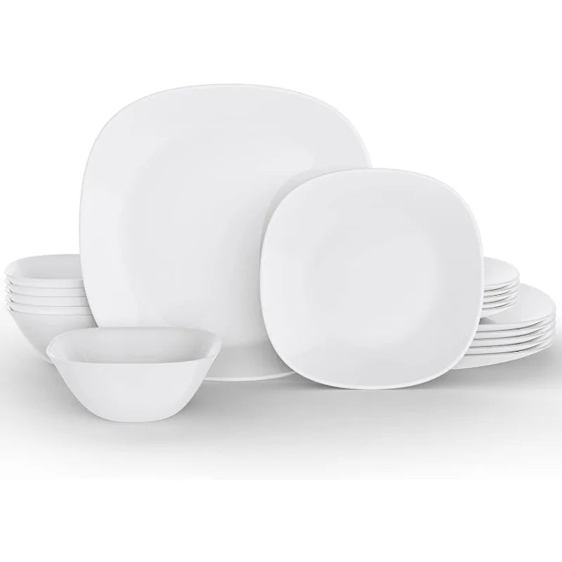 Square Dinnerware Set, Glassware  Dinner Plates, Dishes, Bowls Set