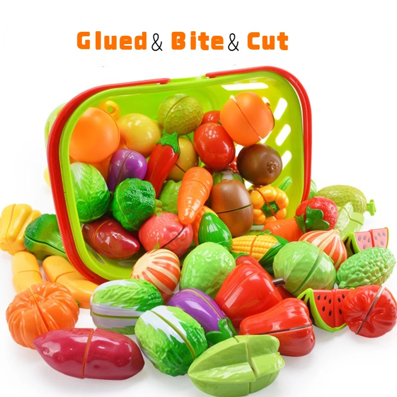 Cutting Fruits Vegetables Play Kids Kitchen DIY Cake Toy