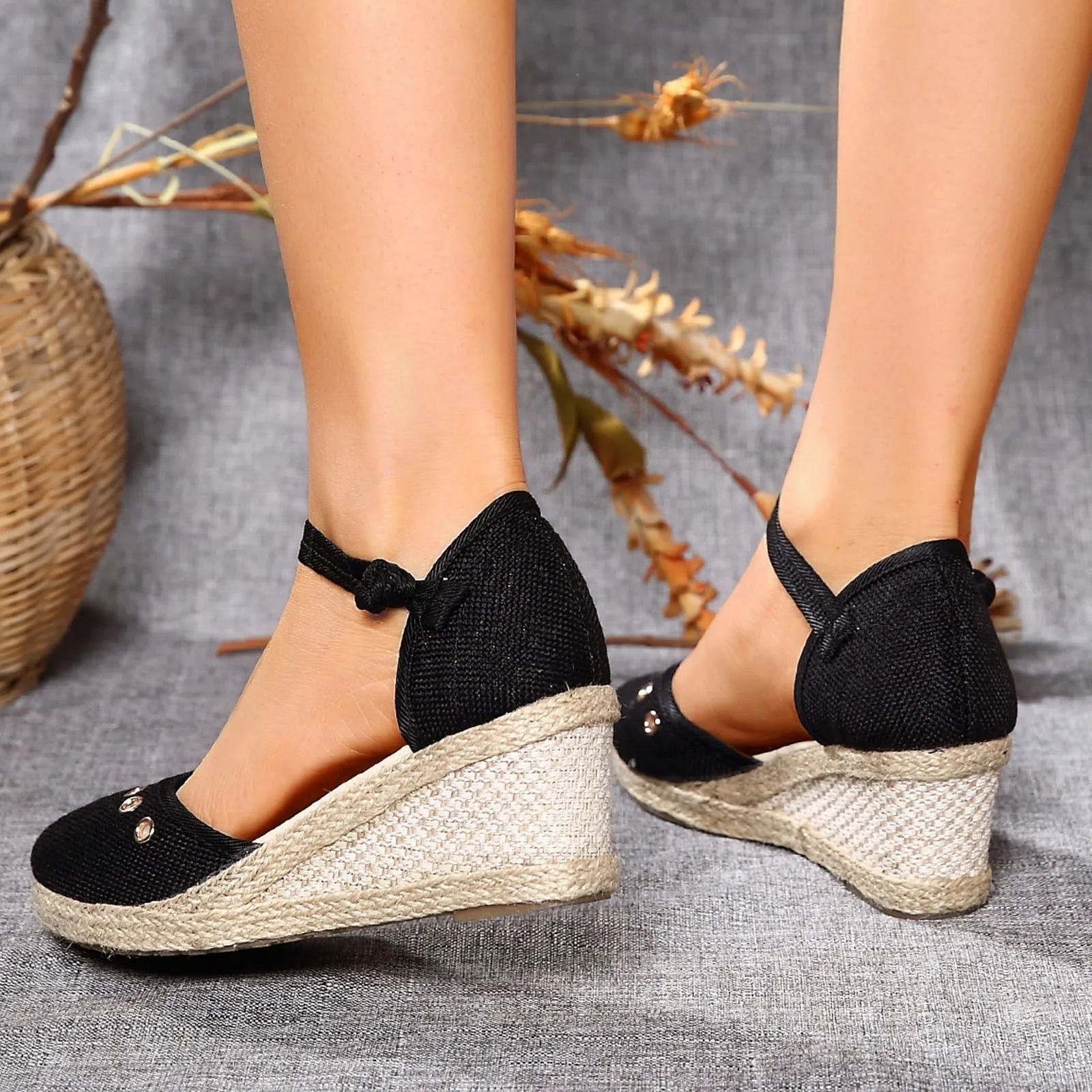 Platform Wedge Sandals Braided Buckle Breathable Wedge Sandals Outdoor Female Shoes