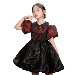 Summer Kids Dresses new black Bow Girls For Birthday Party Princess Children’s Pageant Gown Baby Girl