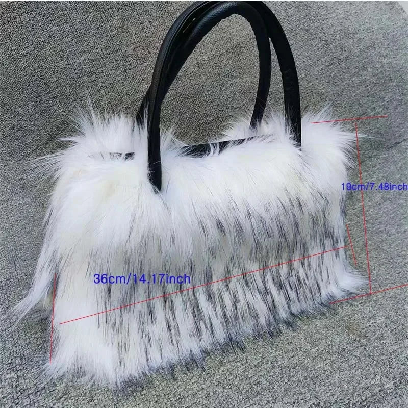 New Winter Plush Bag Long Fur Handbag Women's Crossbody Bag Fashion Trend Shoulder Bag Purses and Handbags