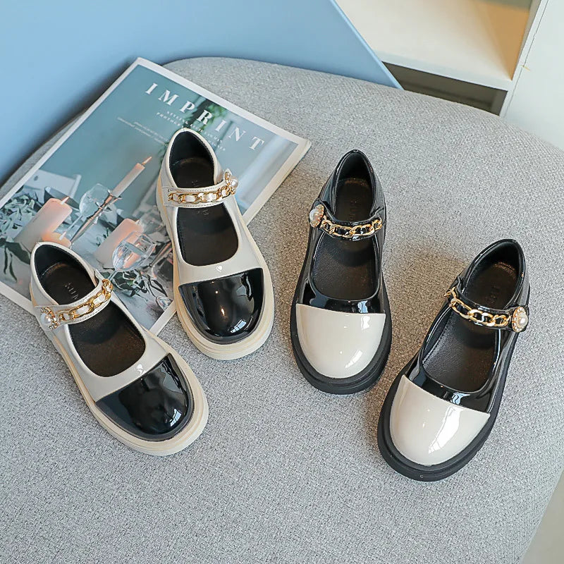 Black Leather Shoes For Girls Show Kid's