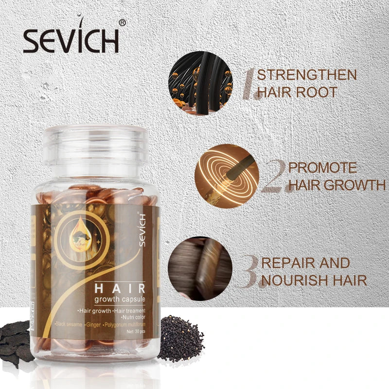 Sevich 30Pcs/bottle Ginger Anti-Hair Loss Capsules Hair Growth Dry Hair Scalp Care