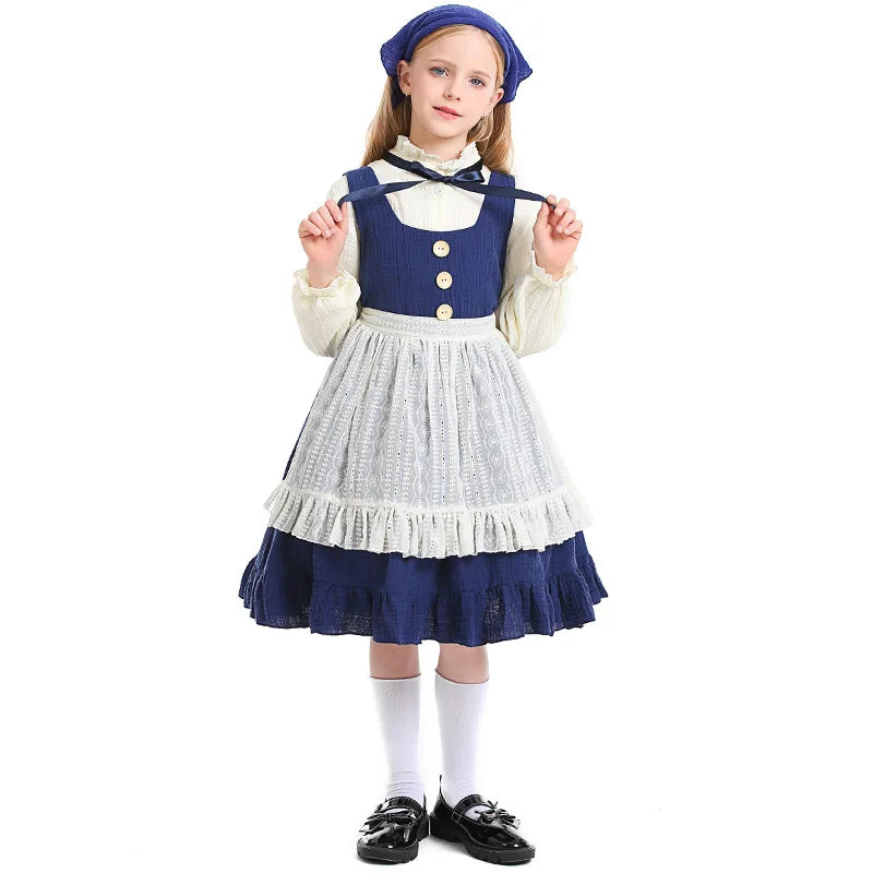 Kids Maid Dress Cosplay Kid Girl Fancy Pastoral Dres Halloween Carnival Costumes