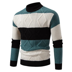 High Quality Men's New Autumn and Winter Casual Warm Color Block Sweater Knit Tops Man Clothes