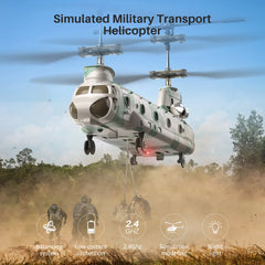 SYMA Remote Control Helicopter,2.4GHz Q21 Military Transport RC Armed Aircraft Chinook CH-47 Model Toys for Kids Military Fans