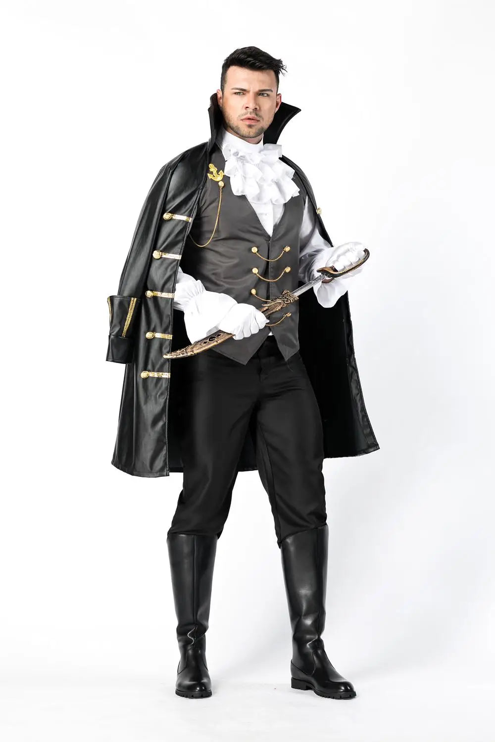 Men Noble Knight Pirate Cosplay Halloween Dracula Vampire Costume Carnival Purim Masquerade Stage play Nightclub Bar Clothing