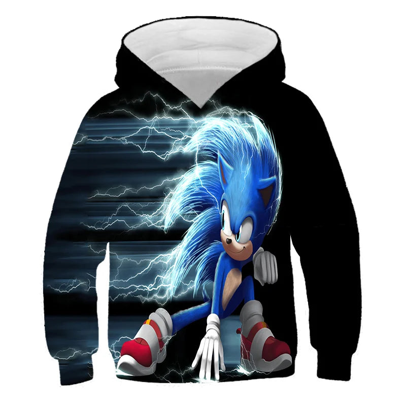 Japanese anime Sonic children's boy cartoon hoodie sweatshirt  3D printed cartoon boy and girl hoodie sweatshirt