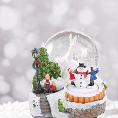 Christmas LED Light Musical Village Resin Ornament Revolving Snowman Tree Decor