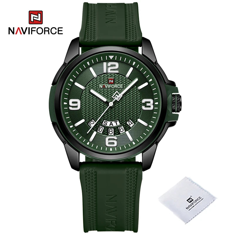 NAVIFORCE Creative TPU Strap Male Wristwatch Fashion Sports 3ATM Waterproof Quartz Day and Date Display Men Watches