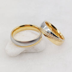 Love Alliances Wedding Rings Sets for Couples Designer Two Tone 14k Gold Plated Jewelry