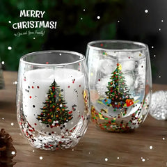 Christmas Double Wall Glass Cup Heat-resistant Water Cup Christmas Gift