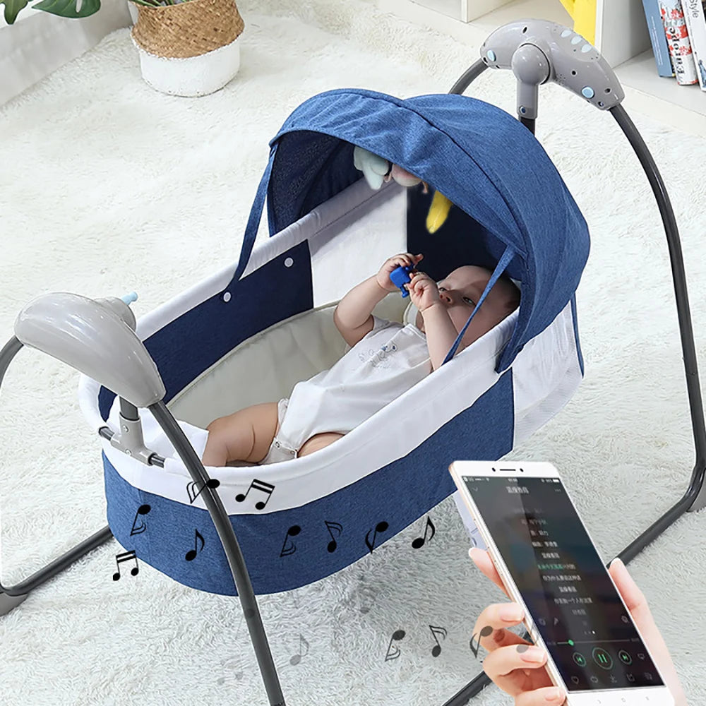 Baby Cot 3-Speed Auto Swing Electric Baby Swing Baby Bouncer Baby Lounger Cradle up to 18KG with Music