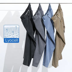 Summer Thin Baggy Lyocell Jeans Men's Fashion Ice Silk Elastic Waist Fashion