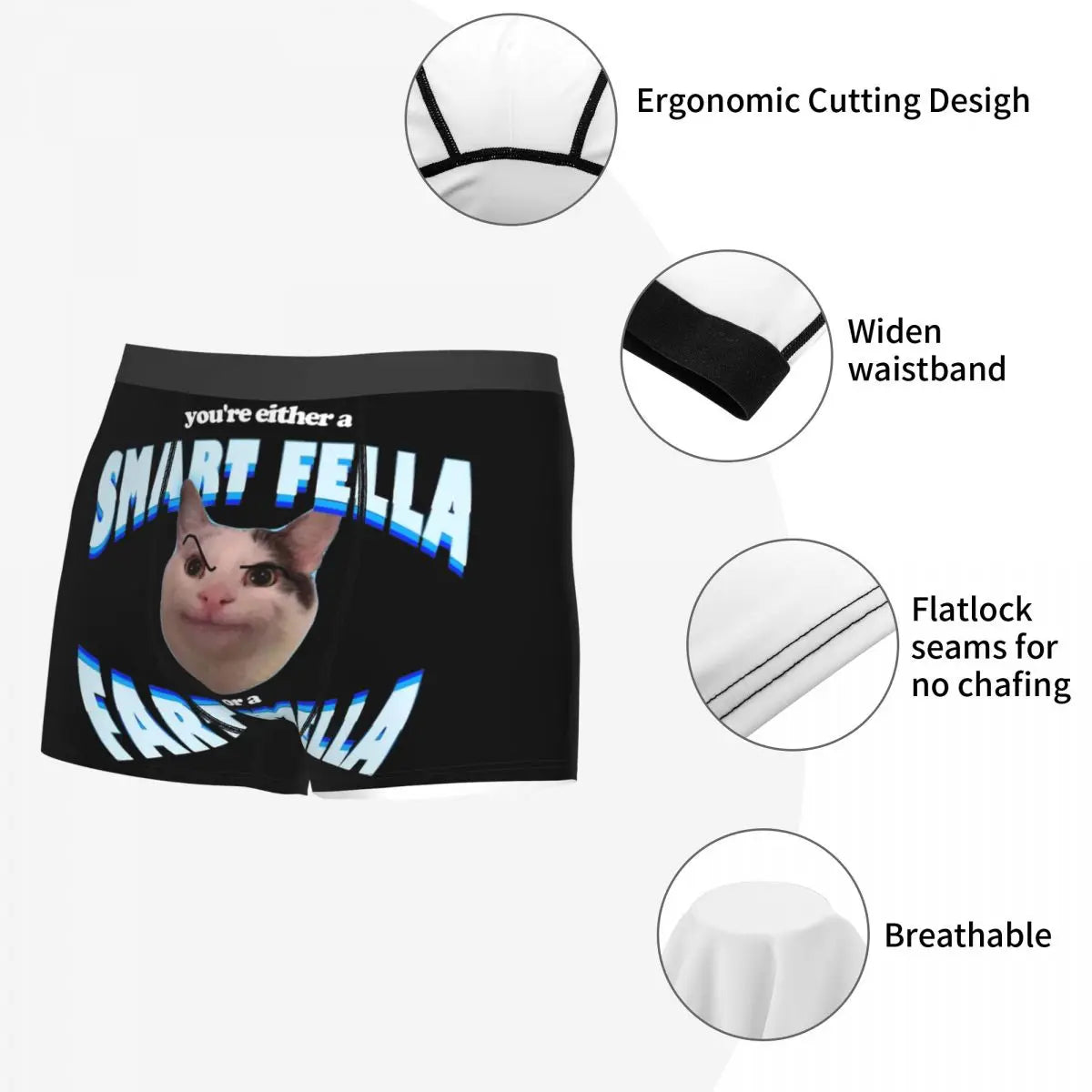 Men You're Either A Smart Fella Or A Fart Smella Boxer Briefs Shorts Panties