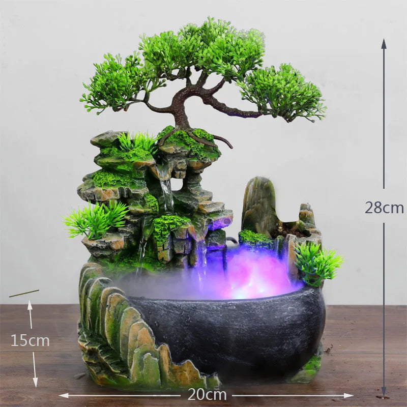 Water Fountain with LED Lights Fog Indoor Decor Office Crafts Well Packaged Gift