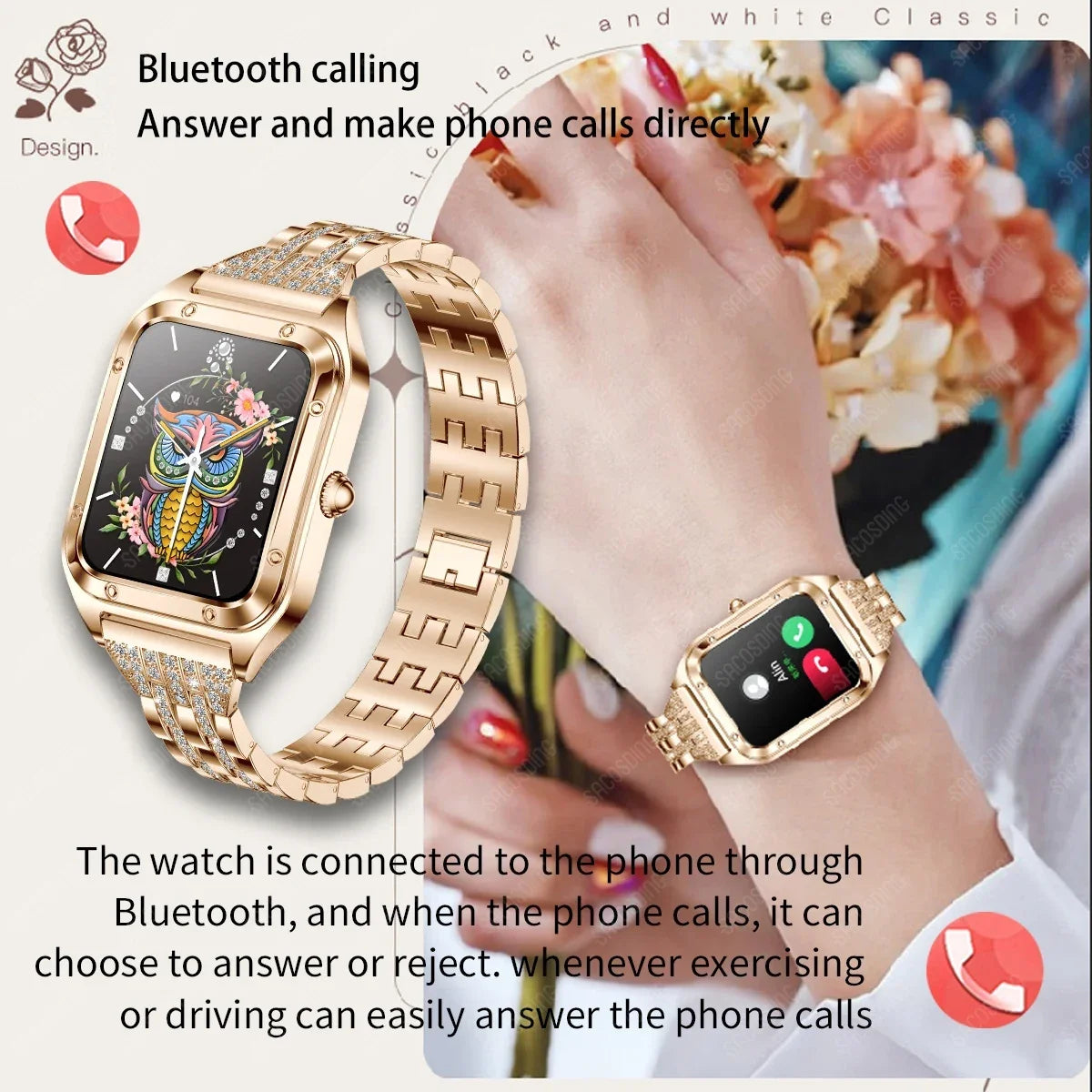 Women Sport Fitness Voice Assistant Healthy Monitoring Women's Watches Bluetooth Call Waterproof Tracker