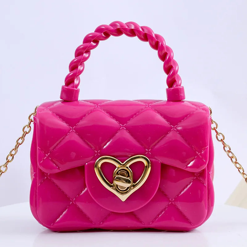 Fashion Kids PU Leather Crossbody Bags Girls Heart Shoulder Bags Children Mini Coin Purses Jelly Bag Kids Handbag Gifts