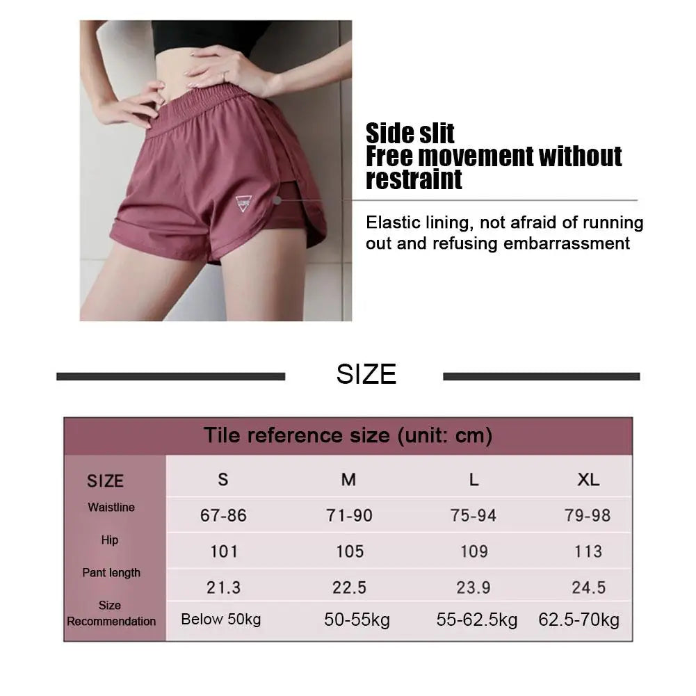 Women's Running Shorts Quick-drying Fitness Black Double Layer Shorts Yoga Sport Workout Training Bodybuilding Short Pants