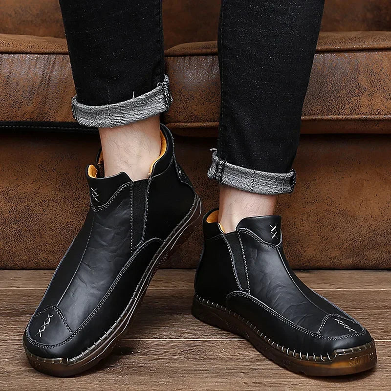 Autumn Winter Elegant Chelsea Boots Leather Men Shoes