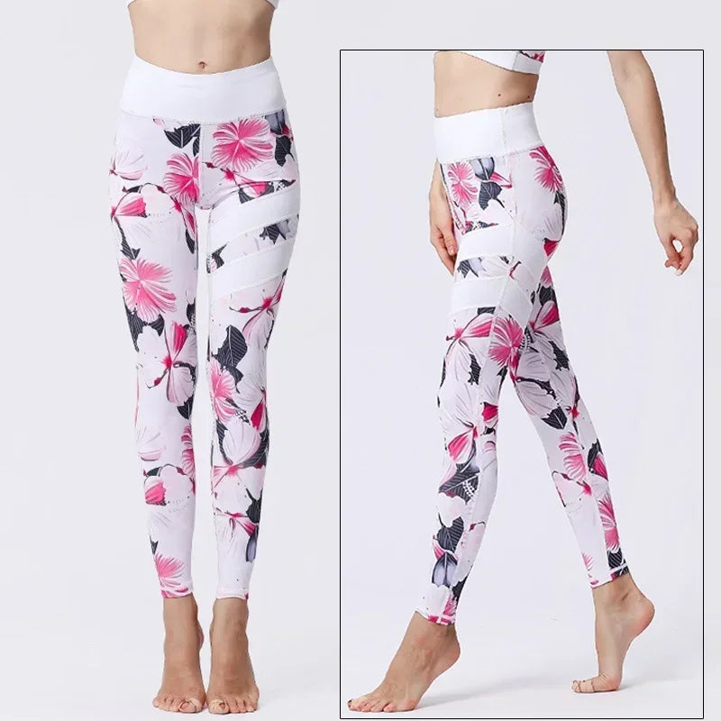 Cloud Hide Yoga Pants Women Flower High Waist Sports Leggings