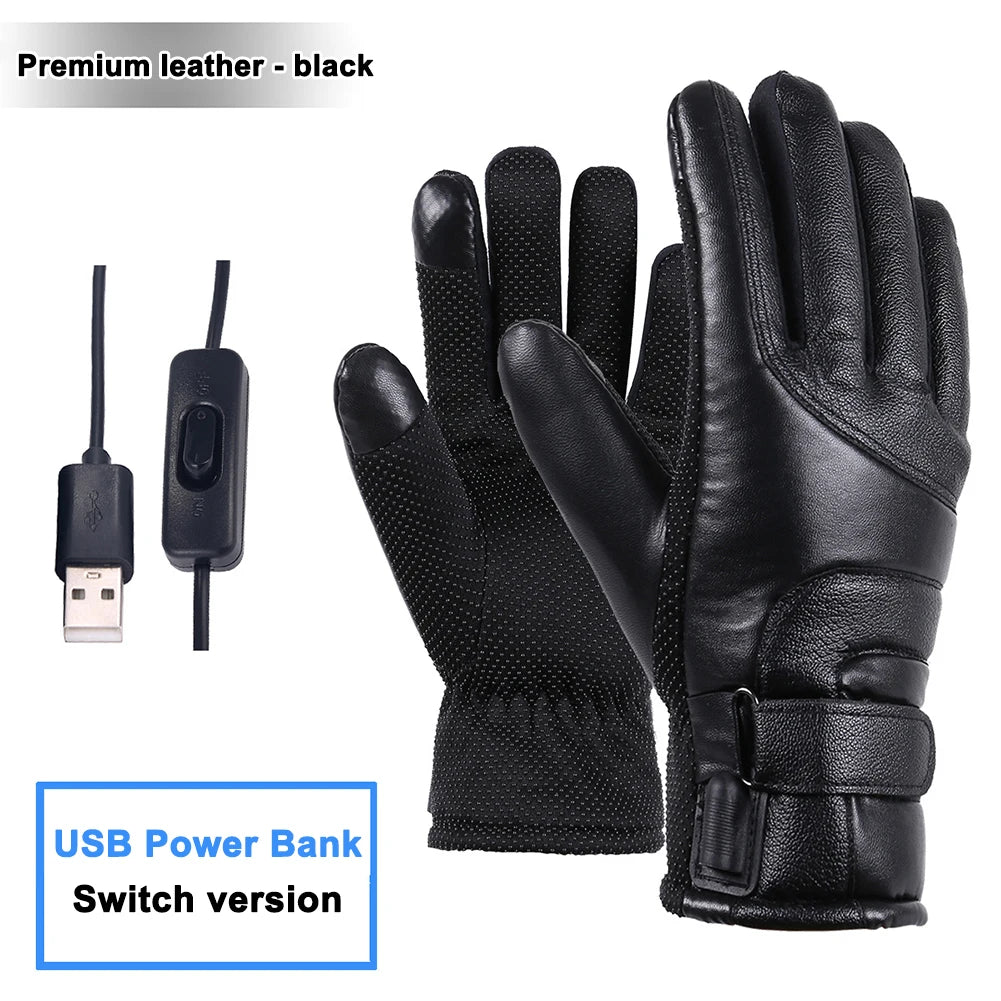 Electric Heating Gloves Men Women USB Charging Touch Screen Gloves Winter Skiing Snowboarding Windproof Warm Hand Heated Gloves