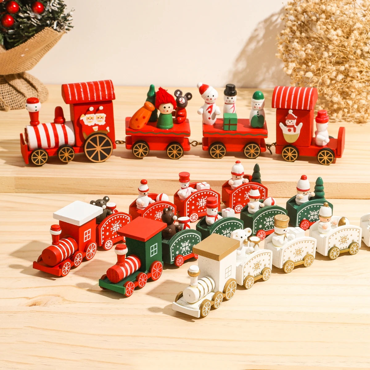 Christmas Plastic/Wooden Train Merry Cristmas Ornaments Christmas Decor For Home 2024 Xmas Tree Decor Noel Navidad NewYear Gifts