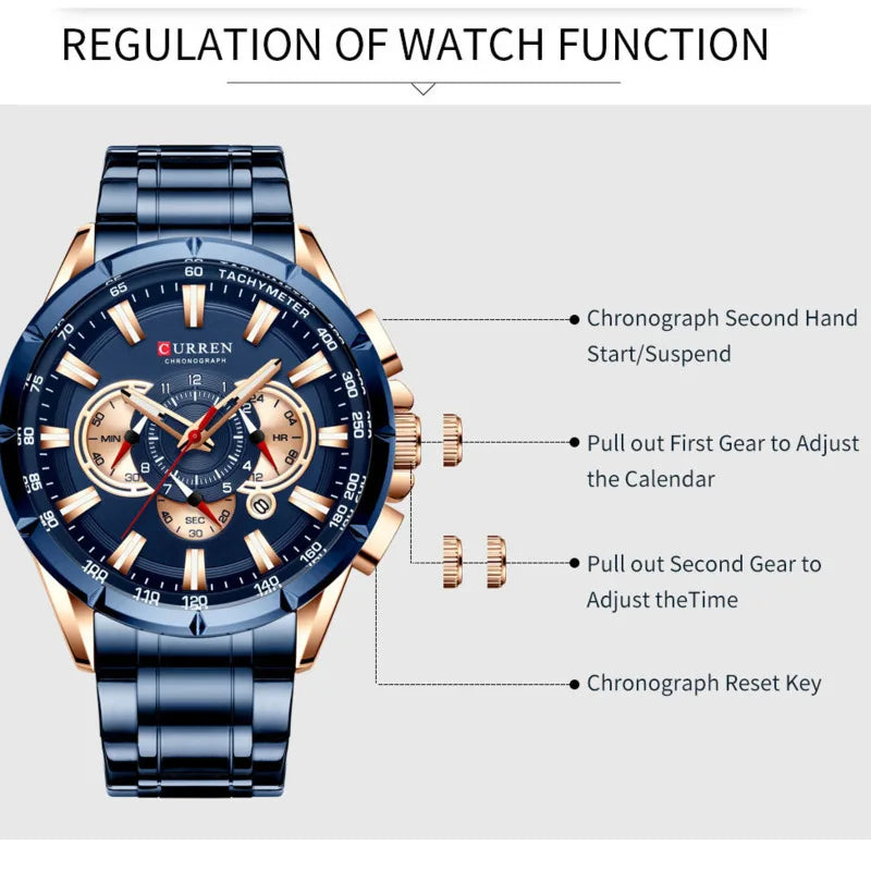 Watch For Men Top Brand Business Luxury High Quality Men Watch Calendar Stop Watch