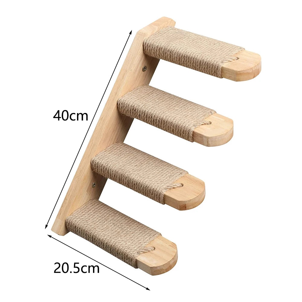 1 Piece Wall Mounted Cat Climbing Shelf Hammock Stairway For Indoor Cats Wooden Hanging Bed Scratching Post Pet Furniture Kitten