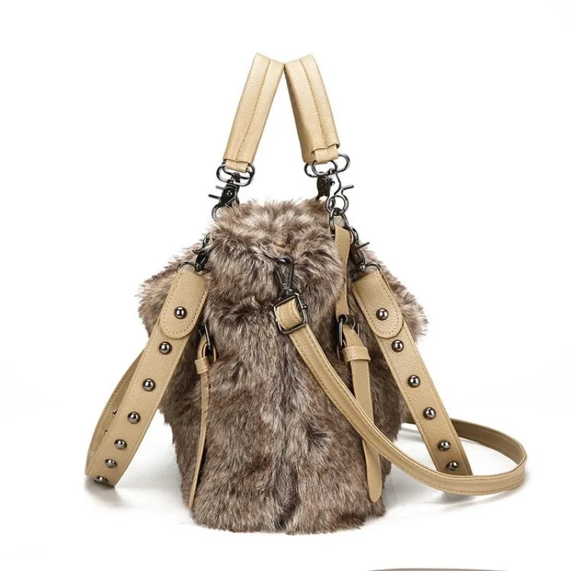 Plush Bag Crossbody Bags for Women Trendy Versatile Fur Purse and Handbag