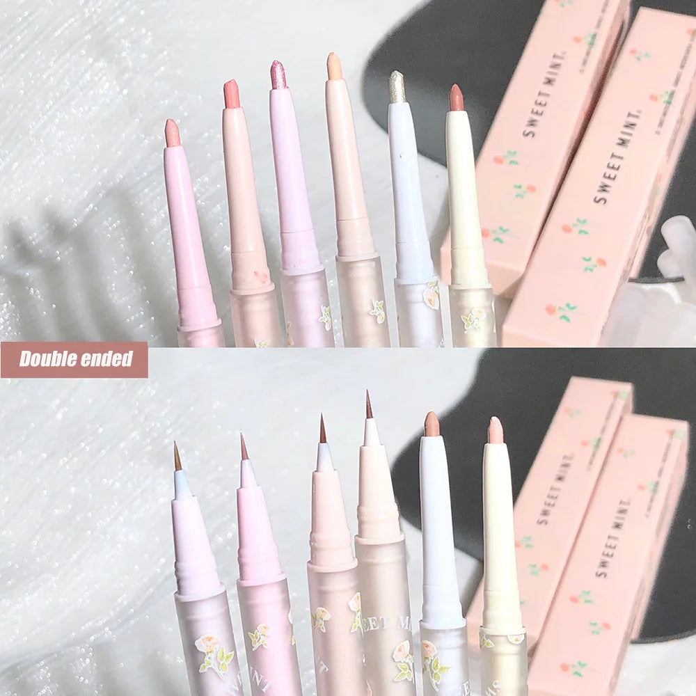 Double Headed Silkworm Pen Glitter Eyeshadow Stick Eyeliner Pen