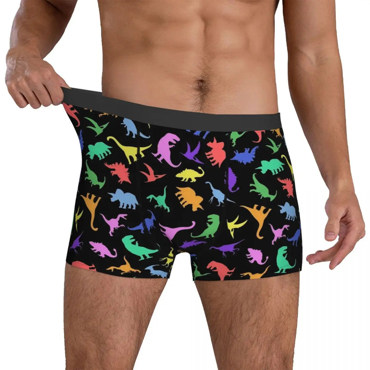 Cute Dinosaur Print Underwear Colorful Animal Pouch Hot Boxer Shorts Printed Boxer Brief Funny Males Panties Plus Size