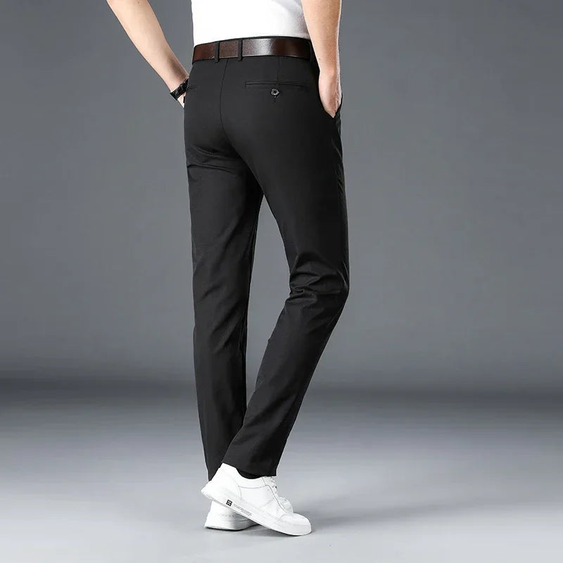 Men's Spring Summer Fashion Business Casual Long Pants Suit Pants Male Elastic Straight Formal Trousers