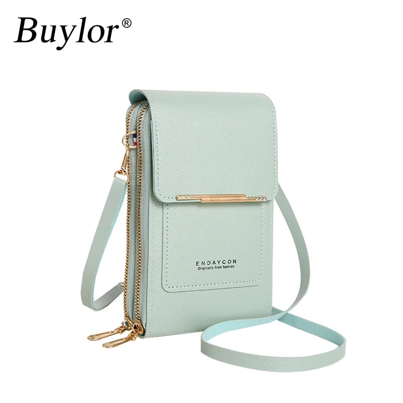 Buylor Bolso Women's Touch Screen Mobile Phone Purse Soft Leather Shoulder Bag Female Handbags Cheap Small Wallet Crossbody Bags