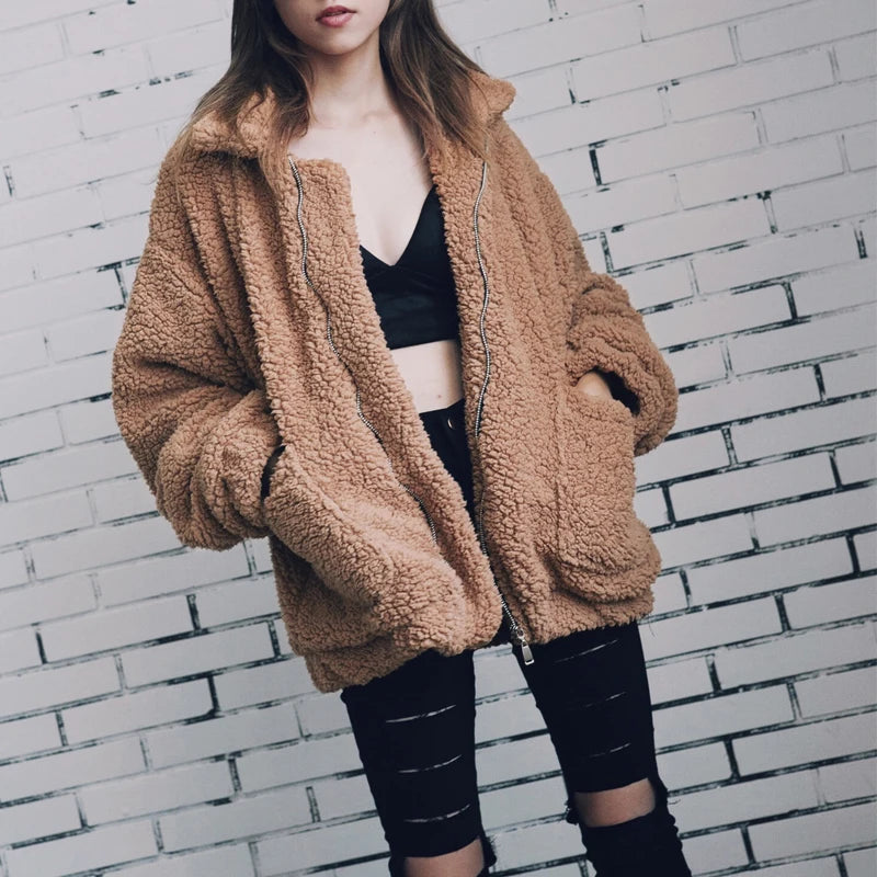 Autumn Winter Faux Fur Coat