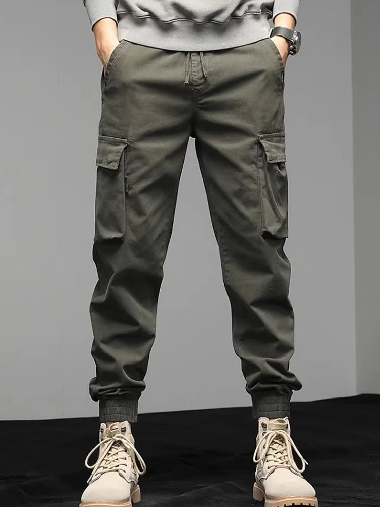 Multi-pocket designer overalls men's drawstring trousers are outdoor slacks