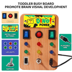 Montessori Busy Board with LED Light Switch and Screwdriver Tool - Sensory Toys for Boys