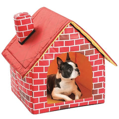 Folding Kennel Small Dog and Cat Kennel Portable Brick Wall Warm and Comfortable Pet Kennel Animal Cave