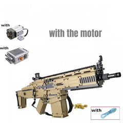 1406pcs SCAR Electric Assault Rifle Gun Model Building Blocks Technical Guns Bricks PUBG Military SWAT Weapon Toys