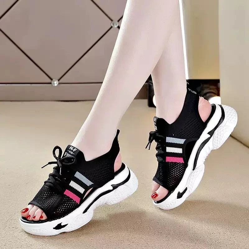 Women's Sports Sandals 2023 Summer New Hollow Flat Ins Fashion All-match Platform Platform Casual Shoes Women Sport Sandalias