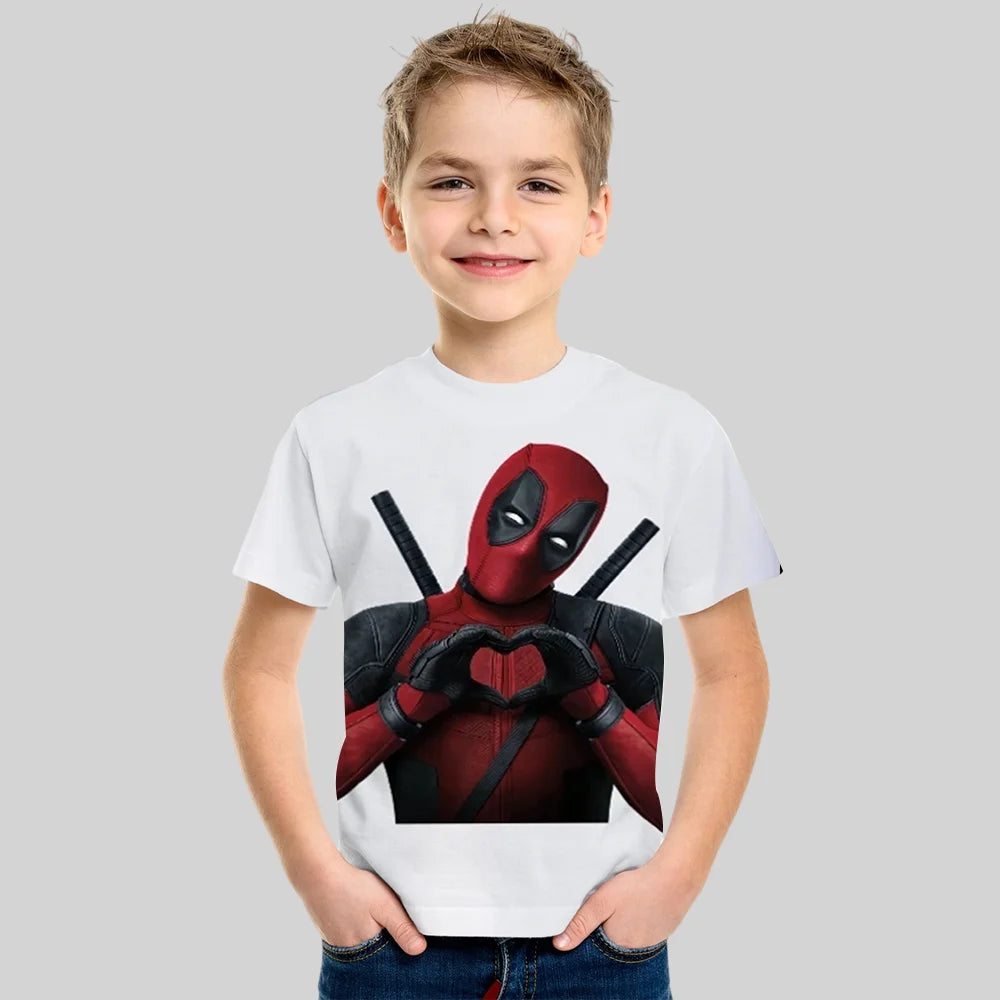 Fashion Tshirt Marvel Cartoon Deadpool Graphics  Tee Summer Top Short Sleeve