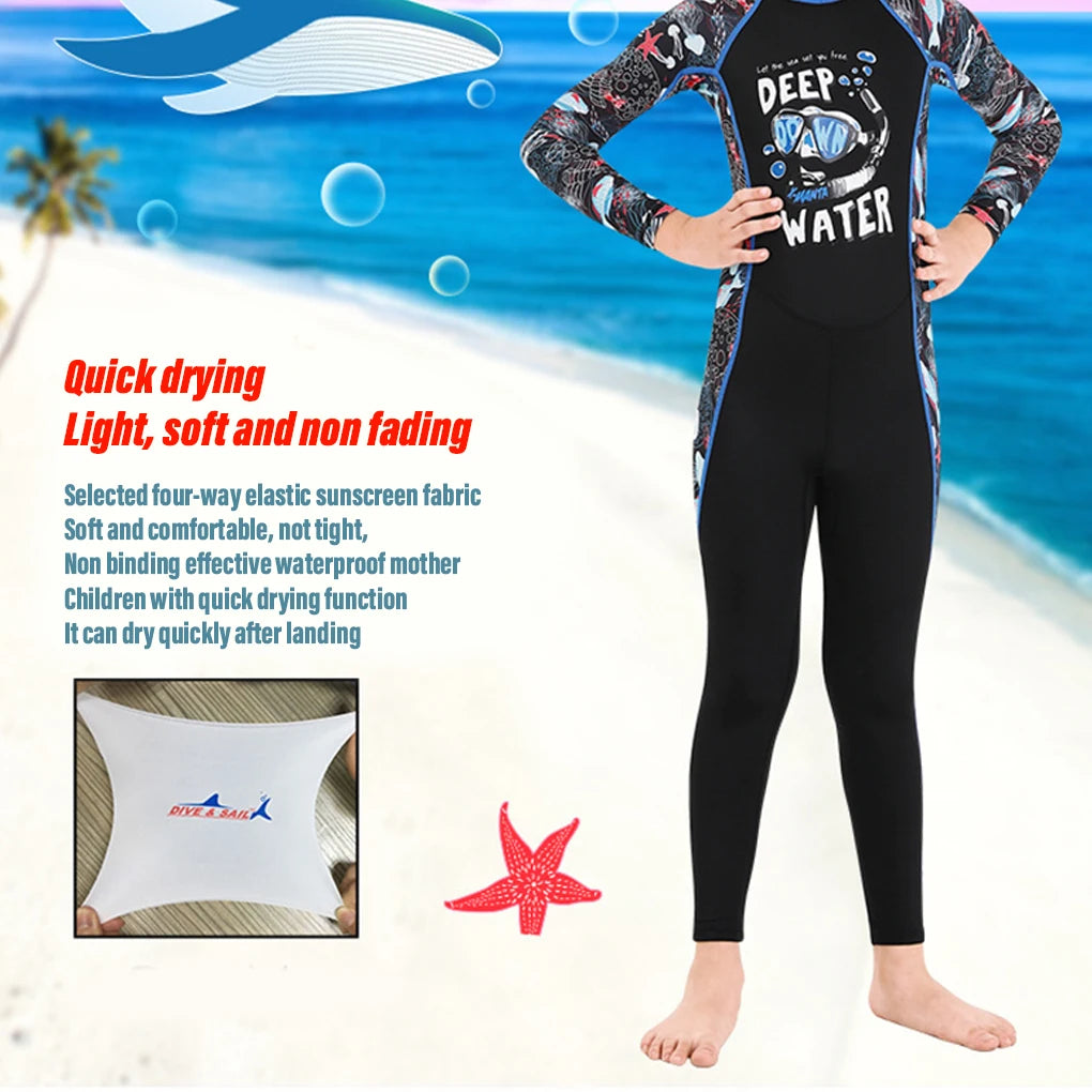 Kids Wetsuit Diving Suit Sunproof Swimming Wear for Boys Girls Wearing