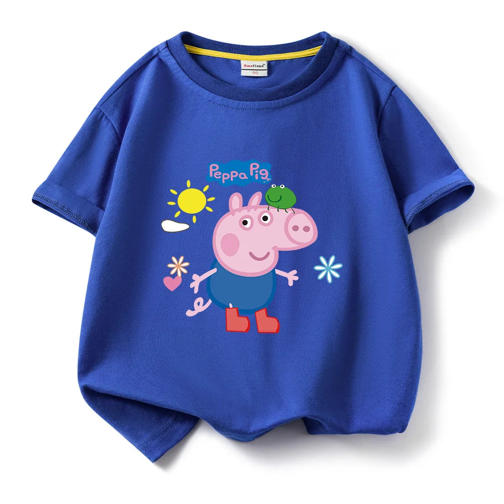 Kids T-shirt Clothes Peppa Pigs Girl Boy Short Sleeve Summer Tee Clothes Tops Cartoon Printing Children Shirt Birthday Gift