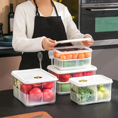 Kitchen Transparent Food Storage Box Detachable Partition Fruit Vegetable